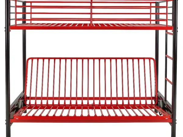Discount Hoogslaper 90 X 190 Cm - Met Slaapbank - Metaal - Zwart En Rood + Futon - Modulo V Aanbiedingen: Slaapkamer & Kantoor