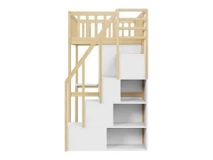 Cheap Hoogslaper 90 X 200 Cm Met Grote Kledingkast, Bureau, Boekenkast, Trap En Lades, Alles-In-Een, Mdf Hout, Wit + Eiken Kinderbed Hoogslaper