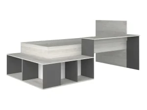 Outlet Hoogslaper 90 X 200 Cm Met Opbergruimte En Bureau - Kleur: Naturel En Antraciet - Rigali Kinderbed