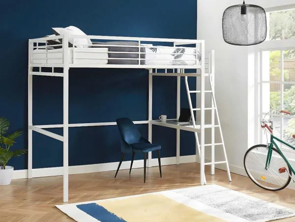 Sale Hoogslaper Casual Ii - 140 X 190 Cm - Met Bureau - Wit Kinderbed Hoogslaper