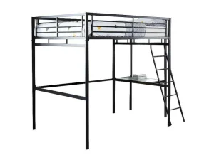 Fashion Hoogslaper Casual Ii - Bed 140 X 190 Cm - Bureau - Antraciet Kinderbed Hoogslaper
