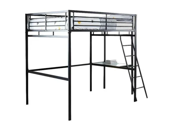 Fashion Hoogslaper Casual Ii - Bed 140 X 190 Cm - Bureau - Antraciet Kinderbed Hoogslaper