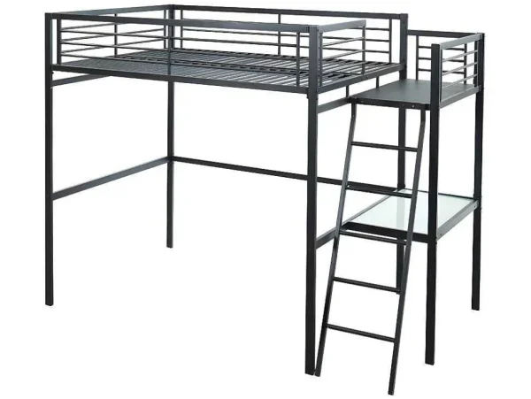 Fashion Hoogslaper Casual Ii - Bed 140 X 190 Cm - Bureau - Antraciet Kinderbed Hoogslaper