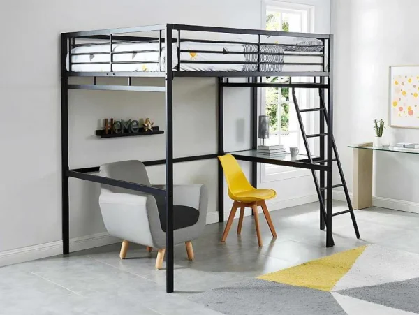 Fashion Hoogslaper Casual Ii - Bed 140 X 190 Cm - Bureau - Antraciet Kinderbed Hoogslaper