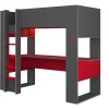 Online Hoogslaper Gamer Noah Met Bureau En Opbergruimtes - 90 X 200 Cm - Met Led'S - Antraciet En Rood + Matras Kinderbed Hoogslaper