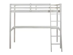 Shop Hoogslaper Gedeon - 90 X 190 Cm - Met Bureau - Massief Grenen - Gebleekt Kinderbed Hoogslaper