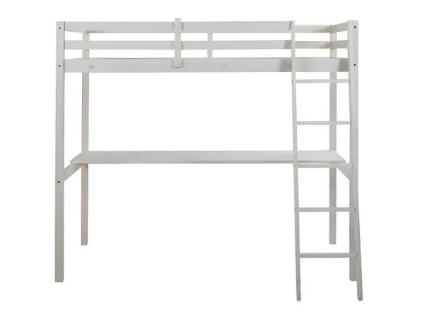 Shop Hoogslaper Gedeon - 90 X 190 Cm - Met Bureau - Massief Grenen - Gebleekt Kinderbed Hoogslaper
