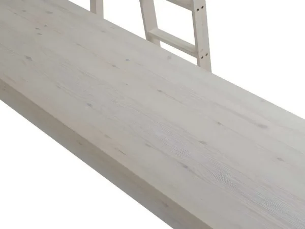 Shop Hoogslaper Gedeon - 90 X 190 Cm - Met Bureau - Massief Grenen - Gebleekt Kinderbed Hoogslaper
