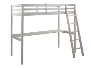 Shop Hoogslaper Gedeon - 90 X 190 Cm - Met Bureau - Massief Grenen - Gebleekt Kinderbed Hoogslaper