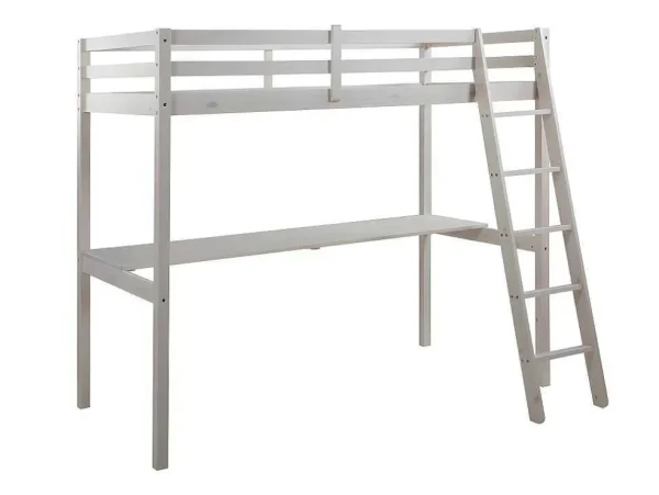 Shop Hoogslaper Gedeon - 90 X 190 Cm - Met Bureau - Massief Grenen - Gebleekt Kinderbed Hoogslaper