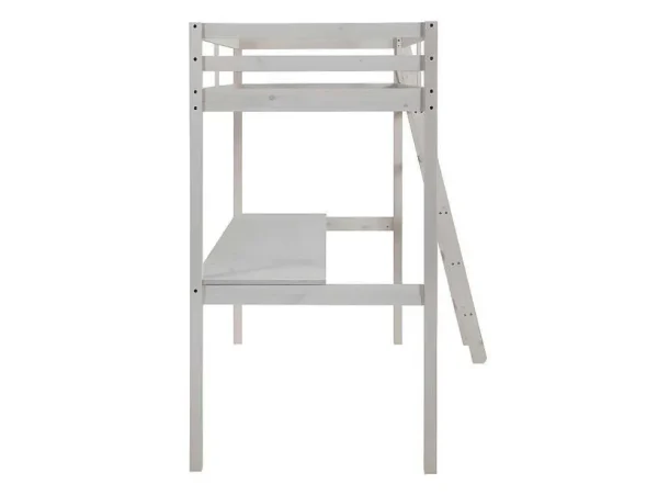 Shop Hoogslaper Gedeon - 90 X 190 Cm - Met Bureau - Massief Grenen - Gebleekt Kinderbed Hoogslaper