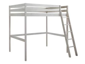 New Hoogslaper Gedeon Ii - 140 X 190 Cm - Massief Grenen - Gebleekt + Matras Kinderbed Hoogslaper