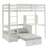 Discount Hoogslaper Goliath Ii Met Bureau, Bedbank En Opbergruimte - 90 X 200 Cm - Massief Grenen - Gebleekt Kinderbed