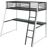 Best Hoogslaper Malicia - 90 X 190 Cm - Met Hoekbureau - Zwart En Wit + Matras Kinderbed Hoogslaper