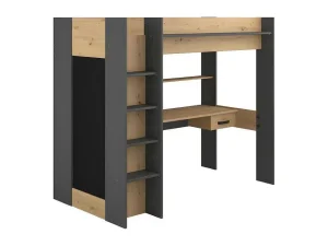 Cheap Hoogslaper Met Bureau En Kast - 90X200Cm - Naturel En Antraciet - Auckland Kinderbed Hoogslaper