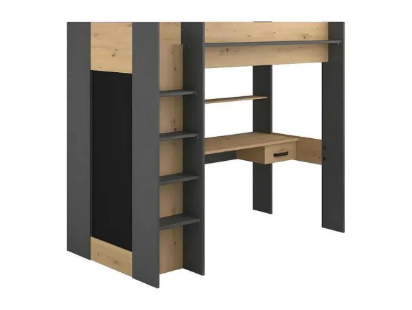Cheap Hoogslaper Met Bureau En Kast - 90X200Cm - Naturel En Antraciet - Auckland Kinderbed Hoogslaper