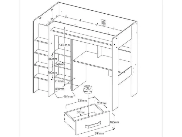 Cheap Hoogslaper Met Bureau En Kast - 90X200Cm - Naturel En Antraciet - Auckland Kinderbed Hoogslaper