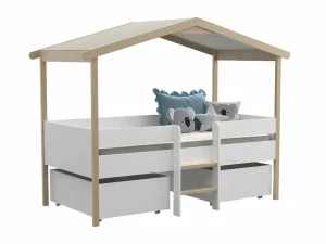 New Hutbed Sarosi Met Laden - 90 X 190 Cm - Linden - Wit En Eiken Kinderbed