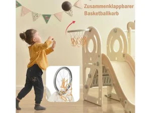 Clearance 3 In 1 Glijbaan - Met Trap, Basketbalring - Autovorm - Roze Spel Voor Buiten