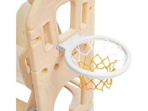 Best Sale 5 In 1 Glijbaan - Met Trap, Schommel, Opbergruimte, Basketbalring - Lichtgeel Spel Voor Buiten