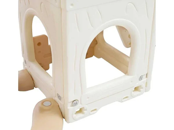 Best Sale 5 In 1 Glijbaan - Met Trap, Schommel, Opbergruimte, Basketbalring - Lichtgeel Spel Voor Buiten