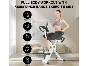 Clearance 3 In 1 Opvouwbare Hometrainer, Magnetische X-Bike Ligfiets Fitness Bike Met 8-Level Verstelbare Weerstand Voor Home Gym Workout Fitness