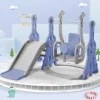 Discount 4-In-1 Glijbaan Met Schommel En Basketbalstandaard Voor Kinderen, Klimladder, Voor Binnen En Buiten, Blauw Spel Voor Buiten
