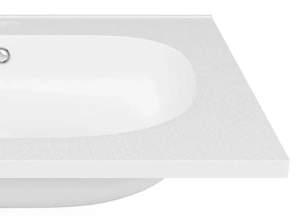 Sale Inbouwwastafel Van Hars Met Steeneffect - Wit - L60 X B46 Cm - Okiwa Wastafel