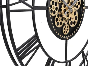 Fashion Industriele Wandklok - D80 Cm - Metaal - Zwart En Goudkleurig - Karial Wandklok