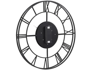 Fashion Industriele Wandklok - D80 Cm - Metaal - Zwart En Goudkleurig - Karial Wandklok