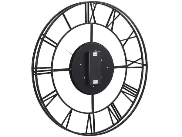 Fashion Industriele Wandklok - D80 Cm - Metaal - Zwart En Goudkleurig - Karial Wandklok