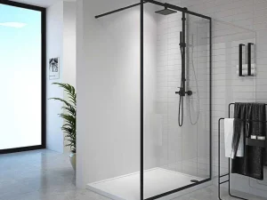 Clearance Inloopdouchescherm - 140 X 200 Cm - Mat Zwart - Gehard Glas - Amberi Douchewand