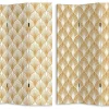 Sale Kamerscherm Met Art-Decoprint 3 Delen Luxor - Mdf - L.120 X H.180 Cm - Goudkleurig Kamerscherm