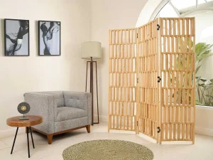 Outlet Kamerscherm Van Rotan Met 3 Luien - L140 X H180 Cm - Naturel - Gideon Kamerscherm