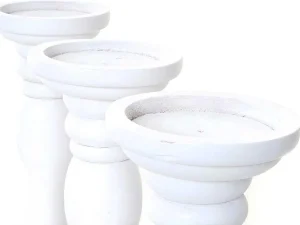 Cheap Kandelaar H361 (Set Van 3), Wit Gelakt Kandelaar En Kaars