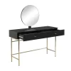 Clearance Kaptafel Met Spiegel En 2 Lades - Mdf En Staal - Zwart En Goud - Milavia Van Kaptafels