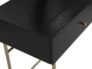 Clearance Kaptafel Met Spiegel En 2 Lades - Mdf En Staal - Zwart En Goud - Milavia Van Kaptafels