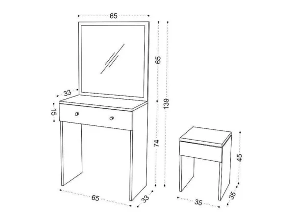 Cheap Kaptafel Met Spiegel En Kruk - 1 Lade - Wit - Abonia Kaptafels