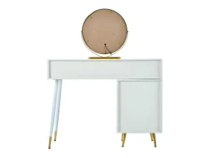 Outlet Kaptafel Met Spiegel En Led-Verlichting - 2 Lades En Een Uitneembare Kast - Wit (Kruk Niet Inbegrepen) Kaptafels