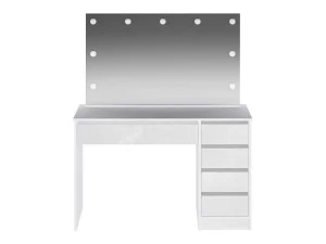 Flash Sale Kaptafel Met Spiegel En Ledverlichting - 5 Lades - Glanzend Wit - Jenemi Kaptafels