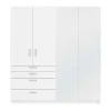 Best Sale Kast Met 4 Deuren En 4 Lades - Met Spiegel - L200 Cm - Wit - Nidawo Kledingkast