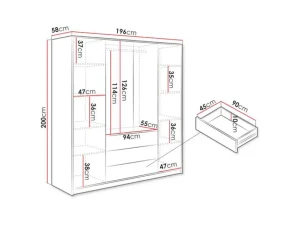 Shop Kast Met 4 Deuren En 3 Lades - L196 Cm - Zwart - Lizandro Kledingkast