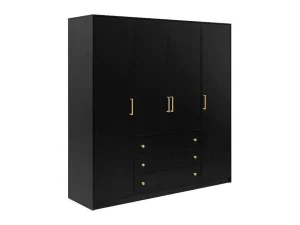 Shop Kast Met 4 Deuren En 3 Lades - L196 Cm - Zwart - Lizandro Kledingkast