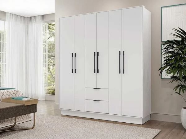 Shop Kast Met 6 Deuren En 2 Lades - L162 Cm - Wit - Feova Kledingkast