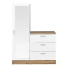 Sale Kast Met 3 Lades En Element Met Spiegel - Wit En Houtlook - Vitorio Ladekast