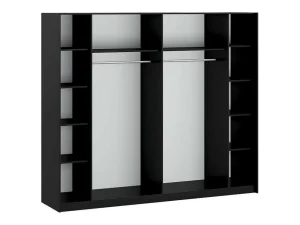 Shop Kast Met 2 Schuifdeuren - Met Spiegel - L244 Cm - Zwart - Nimela Kledingkast