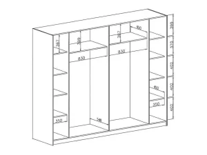 Shop Kast Met 2 Schuifdeuren - Met Spiegel - L244 Cm - Zwart - Nimela Kledingkast