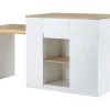 Fashion Keukeneiland Met Opbergruimte Van Mdf - Wit En Naturel - Belaza Keukenmeubel