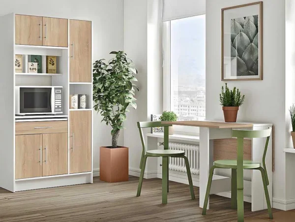 Best Keukenmeubel Mady - 5 Kasten & 1 Lade - Wit En Eiken Keukenmeubel