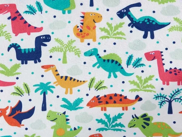 Clearance Kinderfauteuil Van Fluweel Met Dinosaurus Motieven - Wit - Almagro Uitklapbare Fauteuil